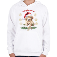 PRINTFASHION Golden retriever karácsony - Gyerek kapucnis pulóver - Fehér gyerek pulóver, kardigán