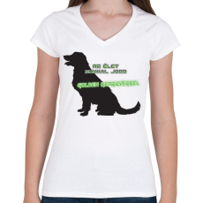 PRINTFASHION Golden retriever - Női V-nyakú póló - Fehér