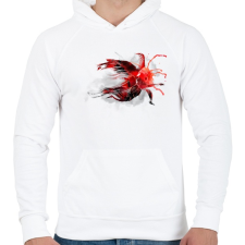PRINTFASHION Goldfish - Férfi kapucnis pulóver - Fehér férfi pulóver, kardigán