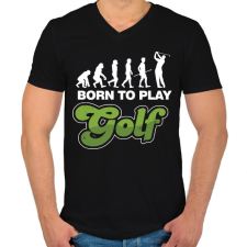 PRINTFASHION Golf evolúció - Férfi V-nyakú póló - Fekete férfi póló