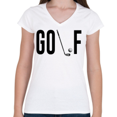 PRINTFASHION Golf - ütővel - Női V-nyakú póló - Fehér