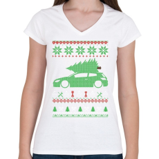PRINTFASHION Golf Xmas - Női V-nyakú póló - Fehér