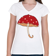 PRINTFASHION Gomba esernyő - Női V-nyakú póló - Fehér