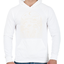 PRINTFASHION Gombák - Férfi kapucnis pulóver - Fehér férfi pulóver, kardigán