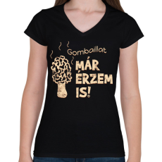 PRINTFASHION Gombász ajándék - Női V-nyakú póló - Fekete