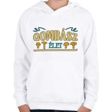PRINTFASHION Gombász élet - Gyerek kapucnis pulóver - Fehér