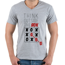 PRINTFASHION Gondolkodj. - Férfi V-nyakú póló - Sport szürke férfi póló