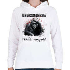 PRINTFASHION gondolkodom - Női kapucnis pulóver - Fehér női pulóver, kardigán
