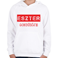 PRINTFASHION Gondűző - névvel (bögre) - Gyerek kapucnis pulóver - Fehér