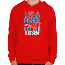 PRINTFASHION Good fisher - Gyerek kapucnis pulóver - Piros gyerek pulóver, kardigán