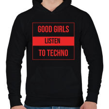 PRINTFASHION Good girls lsiten techno - Férfi kapucnis pulóver - Fekete férfi pulóver, kardigán