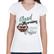 PRINTFASHION good morning owl - Női V-nyakú póló - Fehér