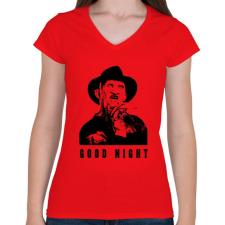 PRINTFASHION GOOD NIGHT - Női V-nyakú póló - Piros női póló
