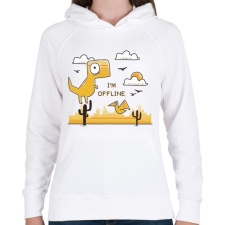 PRINTFASHION Google - Dínós játék - I am offline - Női kapucnis pulóver - Fehér női pulóver, kardigán