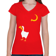 PRINTFASHION Goose Game - Női V-nyakú póló - Piros női póló