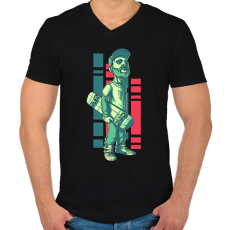 PRINTFASHION gördeszka - Férfi V-nyakú póló - Fekete