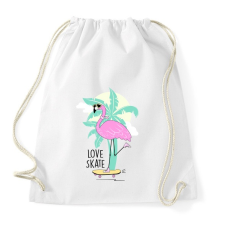 PRINTFASHION Gördeszkás flamingó - Sportzsák, Tornazsák - Fehér tornazsák