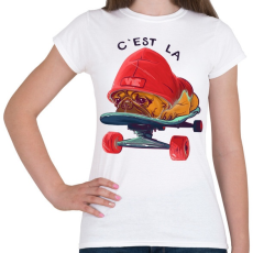 PRINTFASHION Gördeszkás mopsz - Női póló - Fehér