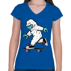 PRINTFASHION Gördeszkás Yeti - Női V-nyakú póló - Királykék