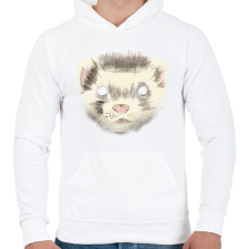 PRINTFASHION Görény fej - Férfi kapucnis pulóver - Fehér férfi pulóver, kardigán
