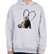 PRINTFASHION görény szívecskével - Gyerek kapucnis pulóver - Sport szürke gyerek pulóver, kardigán