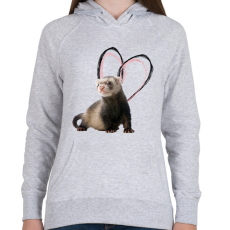 PRINTFASHION görény szívecskével - Női kapucnis pulóver - Sport szürke