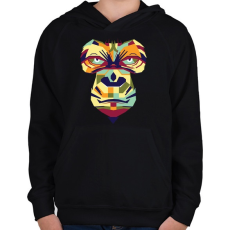PRINTFASHION Gorilla art - Gyerek kapucnis pulóver - Fekete