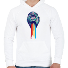 PRINTFASHION Gorilla - Férfi kapucnis pulóver - Fehér