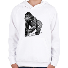 PRINTFASHION Gorilla - Gyerek kapucnis pulóver - Fehér