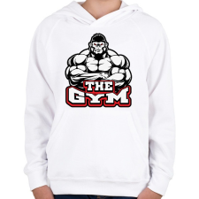 PRINTFASHION Gorilla GYM - Gyerek kapucnis pulóver - Fehér gyerek pulóver, kardigán
