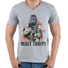 PRINTFASHION Gorilla hadsereg - Férfi V-nyakú póló - Sport szürke férfi póló