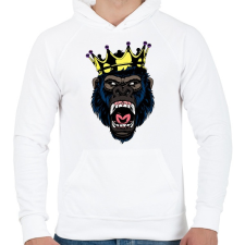 PRINTFASHION Gorilla king - Férfi kapucnis pulóver - Fehér férfi pulóver, kardigán