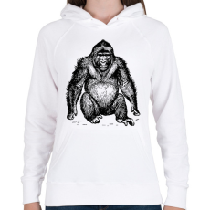 PRINTFASHION Gorilla - Női kapucnis pulóver - Fehér