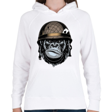 PRINTFASHION Gorilla Soldier - Női kapucnis pulóver - Fehér