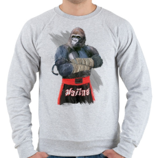 PRINTFASHION Gorilla thai box - Férfi pulóver - Sport szürke