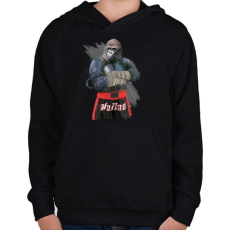 PRINTFASHION Gorilla thai box - Gyerek kapucnis pulóver - Fekete