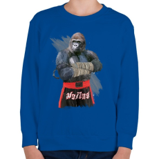 PRINTFASHION Gorilla thai box - Gyerek pulóver - Királykék
