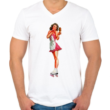 PRINTFASHION Görkorcsolya - Férfi V-nyakú póló - Fehér férfi póló