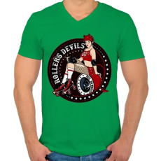 PRINTFASHION Görkorcsolyás ördögök - Férfi V-nyakú póló - Zöld