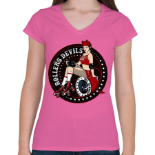 PRINTFASHION Görkorcsolyás ördögök - Női V-nyakú póló - Rózsaszín női póló