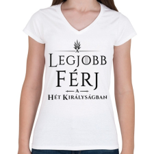 PRINTFASHION got-legjobb-ferj-black - Női V-nyakú póló - Fehér női póló