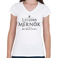 PRINTFASHION got-legjobb-mernok-black - Női V-nyakú póló - Fehér női póló