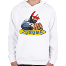 PRINTFASHION gotta catch 'em all - Gyerek kapucnis pulóver - Fehér