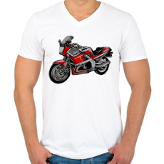 PRINTFASHION gpz - Férfi V-nyakú póló - Fehér