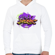 PRINTFASHION Graffiti - Férfi kapucnis pulóver - Fehér férfi pulóver, kardigán