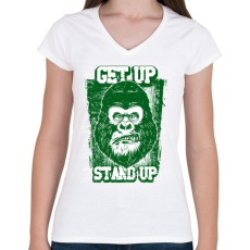 PRINTFASHION Graffiti - Gorilla - Női V-nyakú póló - Fehér