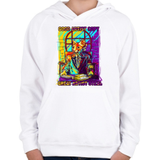 PRINTFASHION Graffiti - Macska - Gyerek kapucnis pulóver - Fehér