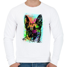 PRINTFASHION Graffiti - Németjuhász - Férfi pulóver - Fehér