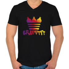 PRINTFASHION Graffiti sprac - Férfi V-nyakú póló - Fekete férfi póló