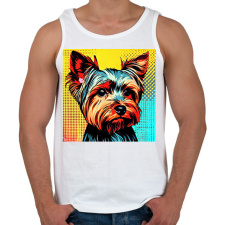 PRINTFASHION Graffiti Yorkshire terrier kutya - Férfi atléta - Fehér atléta, trikó